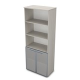 9ШД.005.21 Шкаф высокий со стеклом и открытыми полками (800*450*2045) 9ШД.005.21 - фото 268526